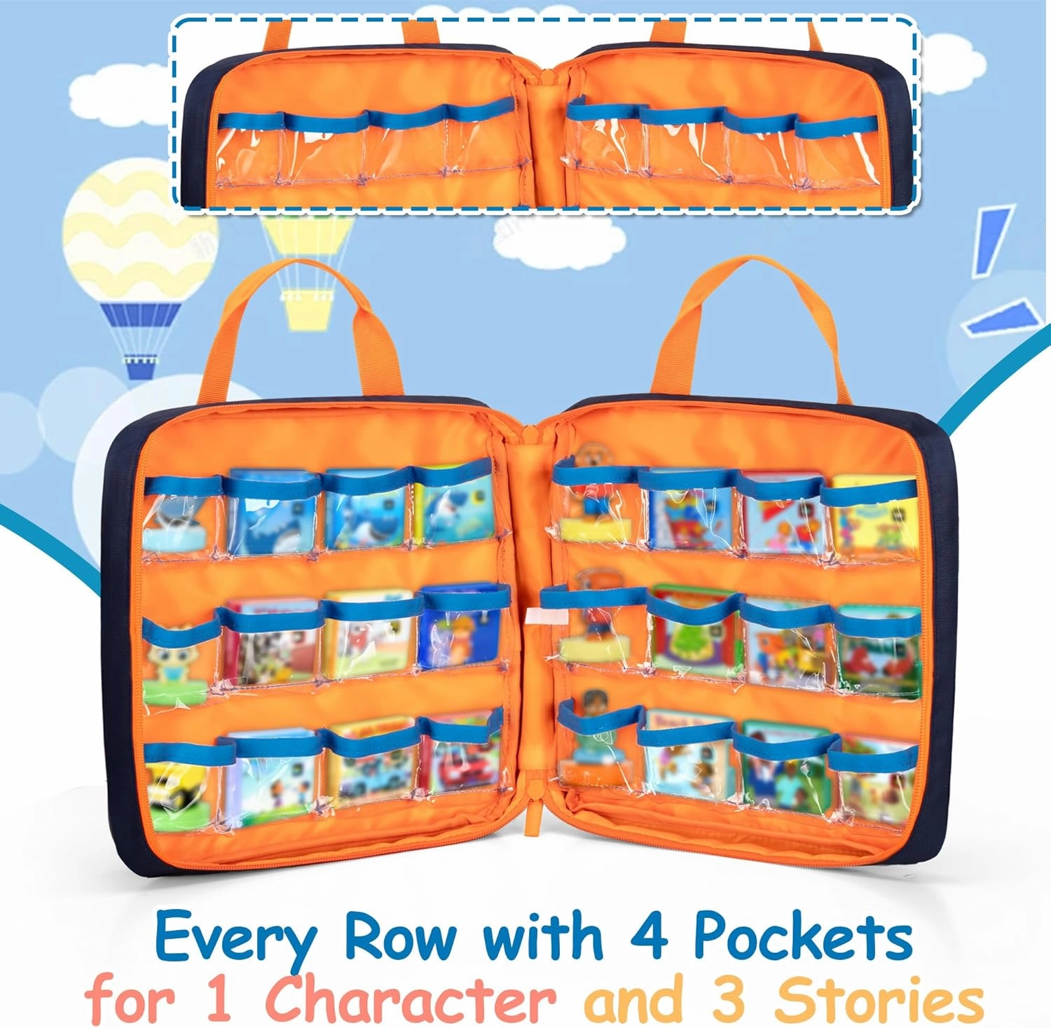 Carrying Case Compatible with Little Tikes Story Dream Machine Books, Hold Up to 8 Characters and 24 Books, Toy Storage Bag for Storybook, Character Collection