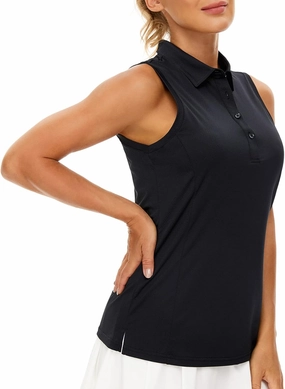 Casei Women's Sleeveless Golf Polo Shirts UPF 50  Quick Dry Collared Polo Shirts Athletic Tank Tops Shirts