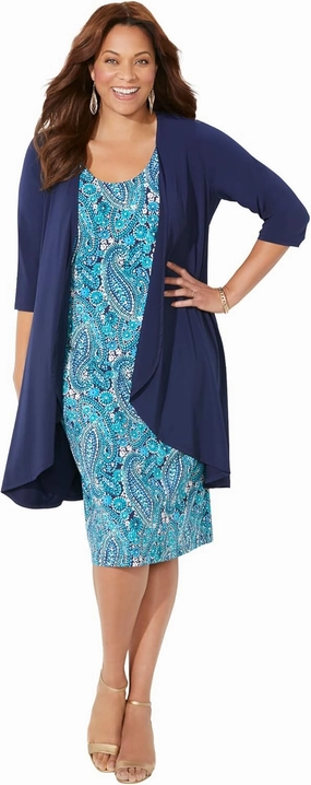 Catherines Women's Plus Size Soft Knit Jacket Dress