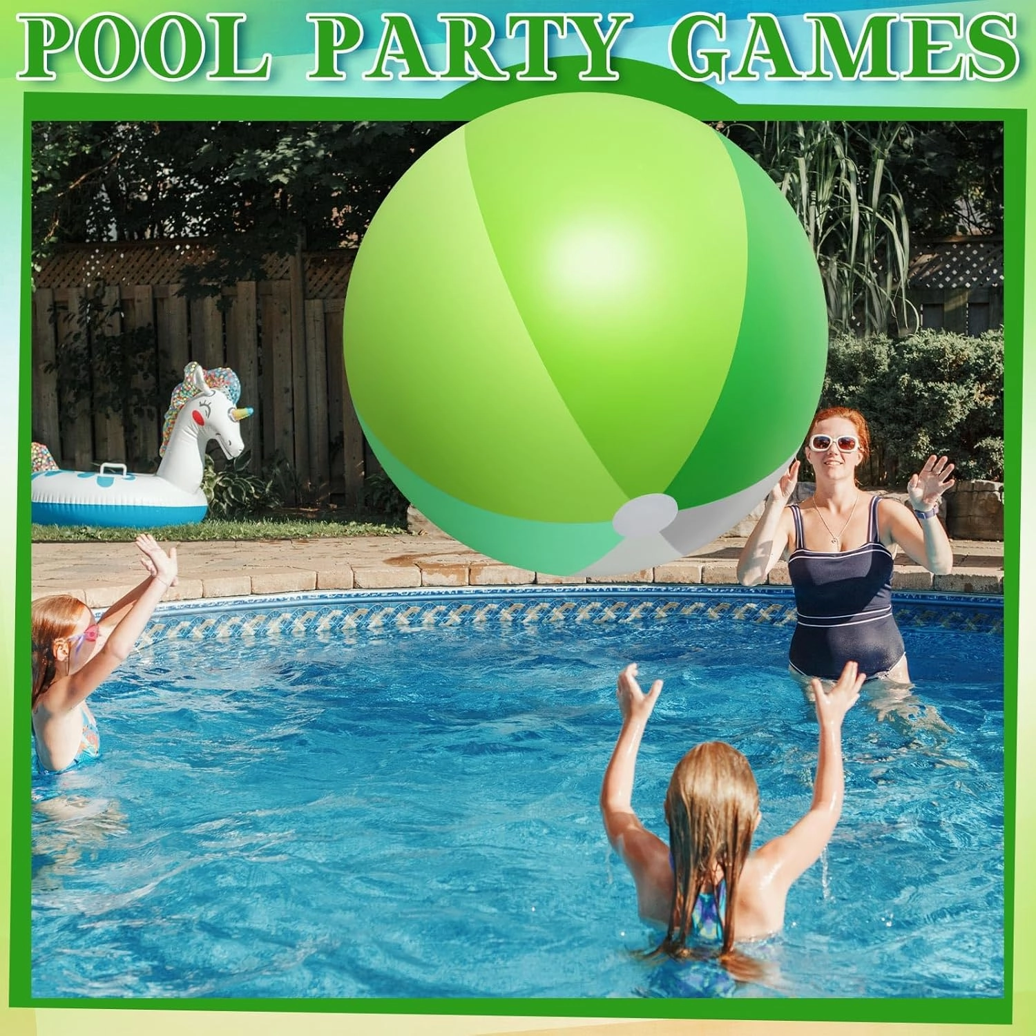 Ceenna 2 Pcs 60 Inch Giant Beach Ball Large Inflatable Pool Toy Balls Summer Swimming Toys Parties PVC Jumbo for Adults Summer Beach Pool Party Favor(Green,Fresh)