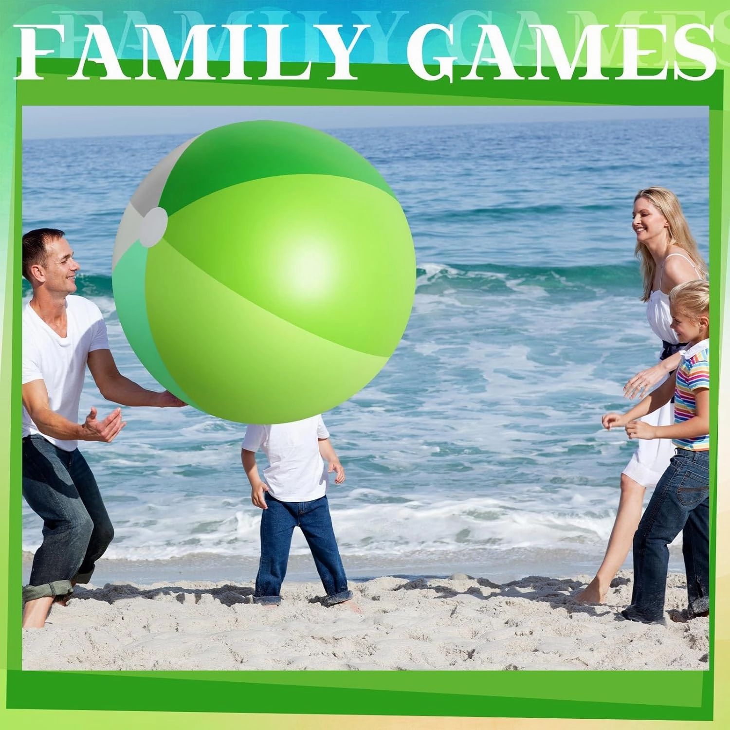 Ceenna 2 Pcs 60 Inch Giant Beach Ball Large Inflatable Pool Toy Balls Summer Swimming Toys Parties PVC Jumbo for Adults Summer Beach Pool Party Favor(Green,Fresh)