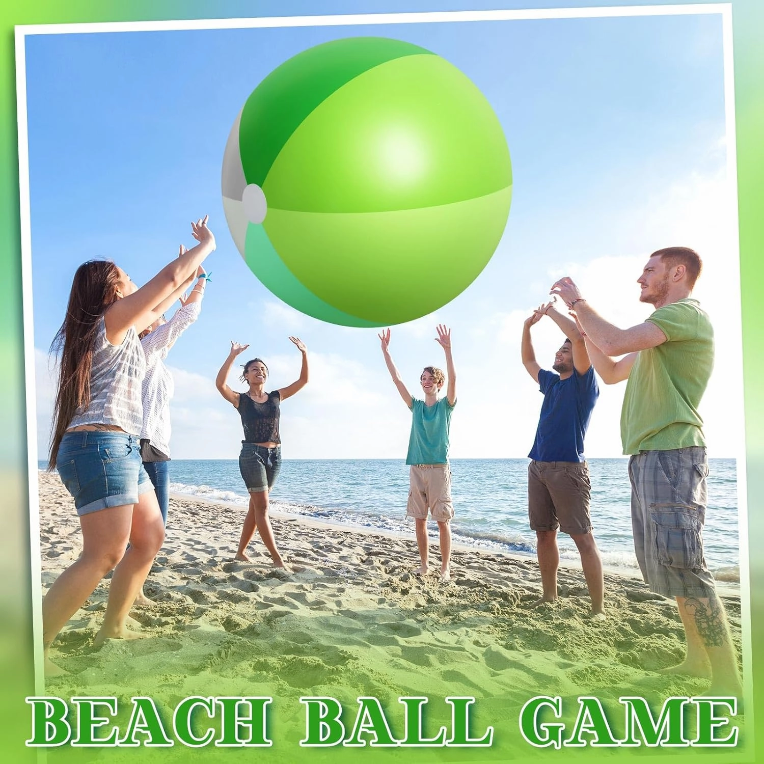 Ceenna 2 Pcs 60 Inch Giant Beach Ball Large Inflatable Pool Toy Balls Summer Swimming Toys Parties PVC Jumbo for Adults Summer Beach Pool Party Favor(Green,Fresh)