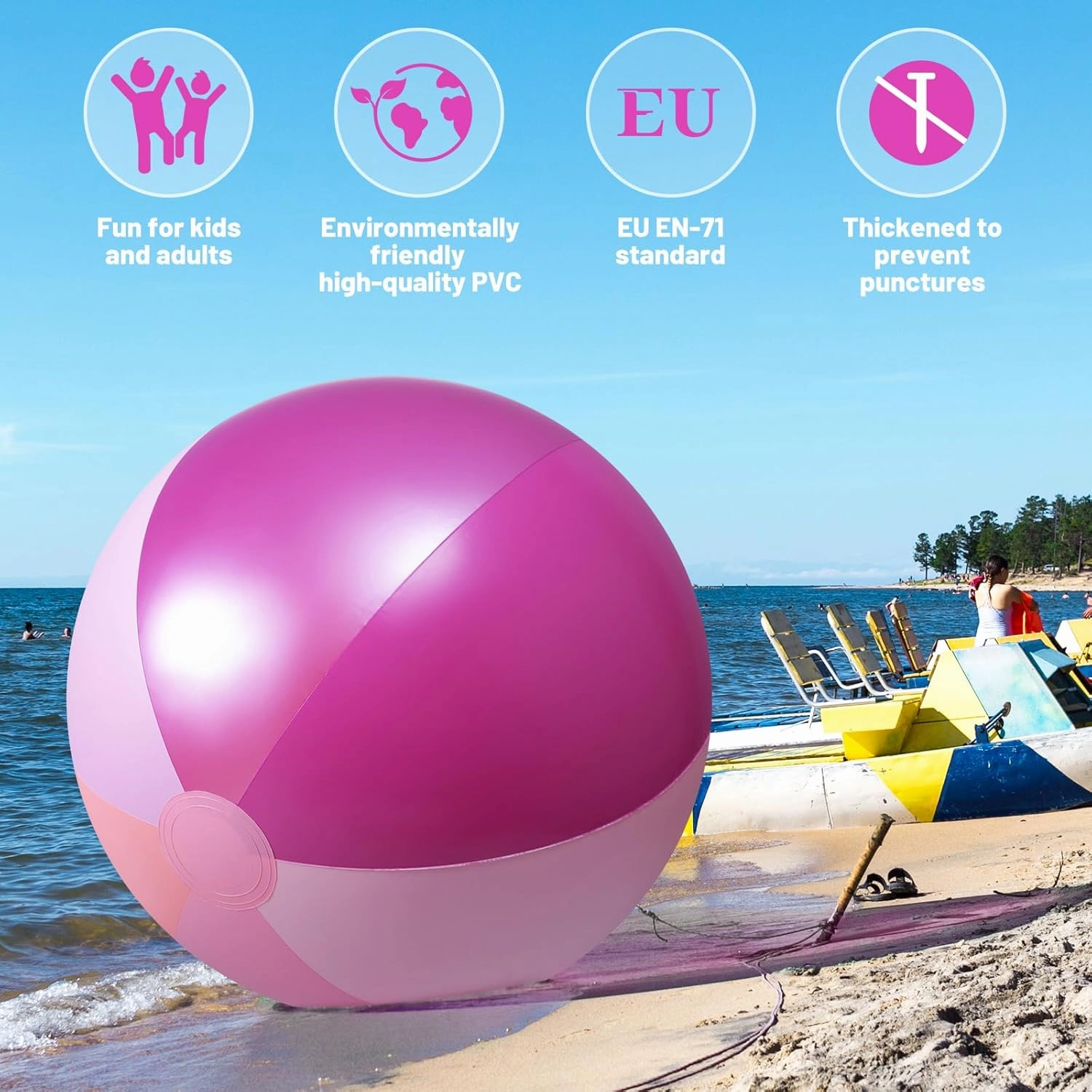 Ceenna 2 Pcs 60 Inch Giant Beach Ball Large Inflatable Pool Toy Balls Summer Swimming Toys Parties PVC Jumbo for Adults Summer Beach Pool Party Favor(Purple,Elegant)