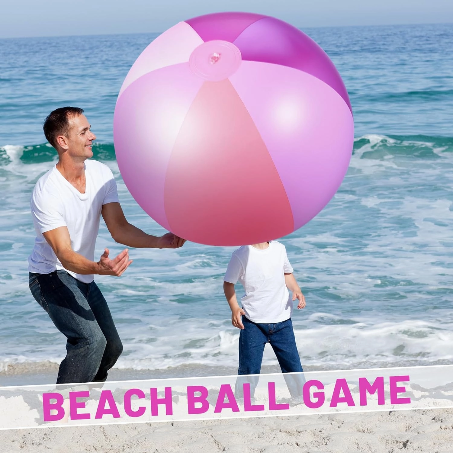 Ceenna 2 Pcs 60 Inch Giant Beach Ball Large Inflatable Pool Toy Balls Summer Swimming Toys Parties PVC Jumbo for Adults Summer Beach Pool Party Favor(Purple,Elegant)