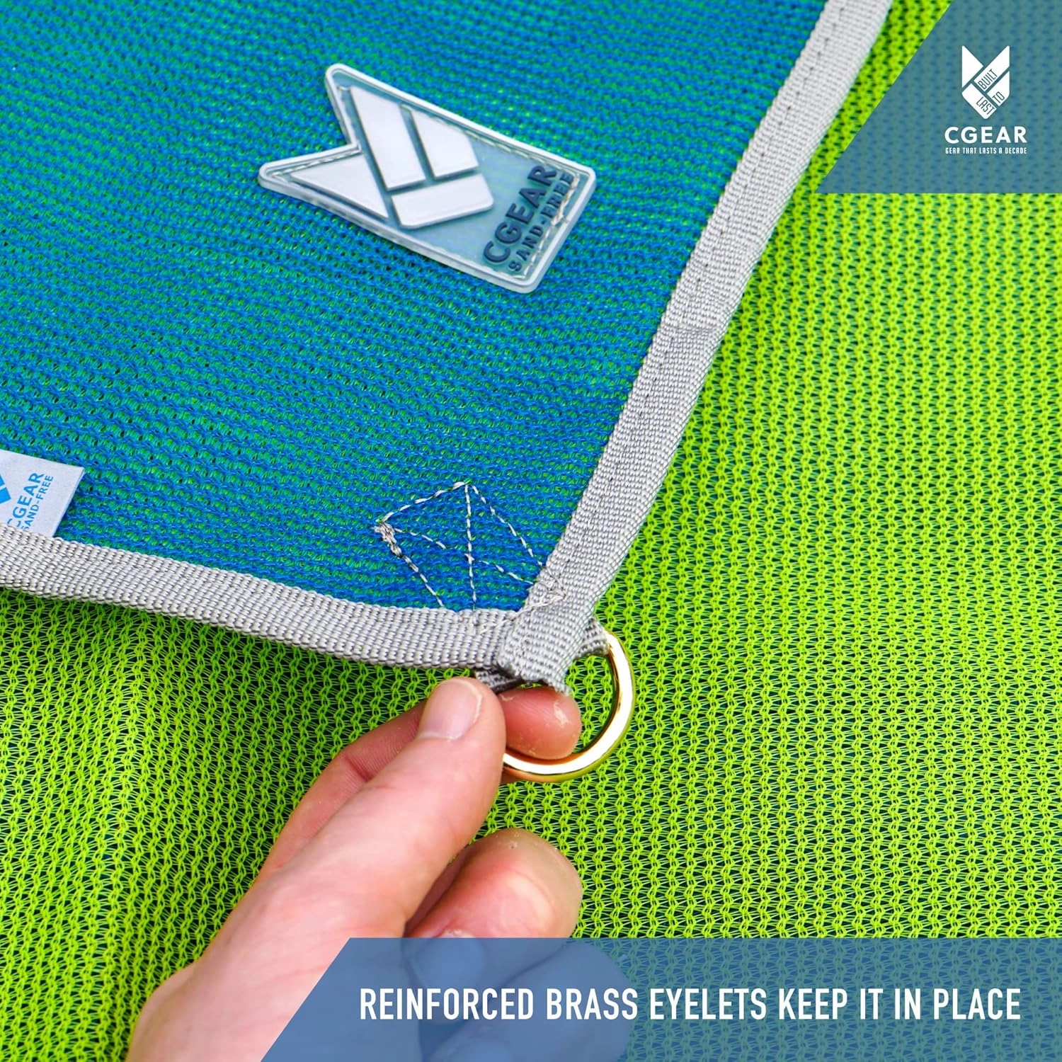 CGEAR RV Camping Mat, Sand Free Outdoor Reversible Rug for Campsite, Backyard, Patio, Deck, and Beach (Blue/Green, 8' x 20')