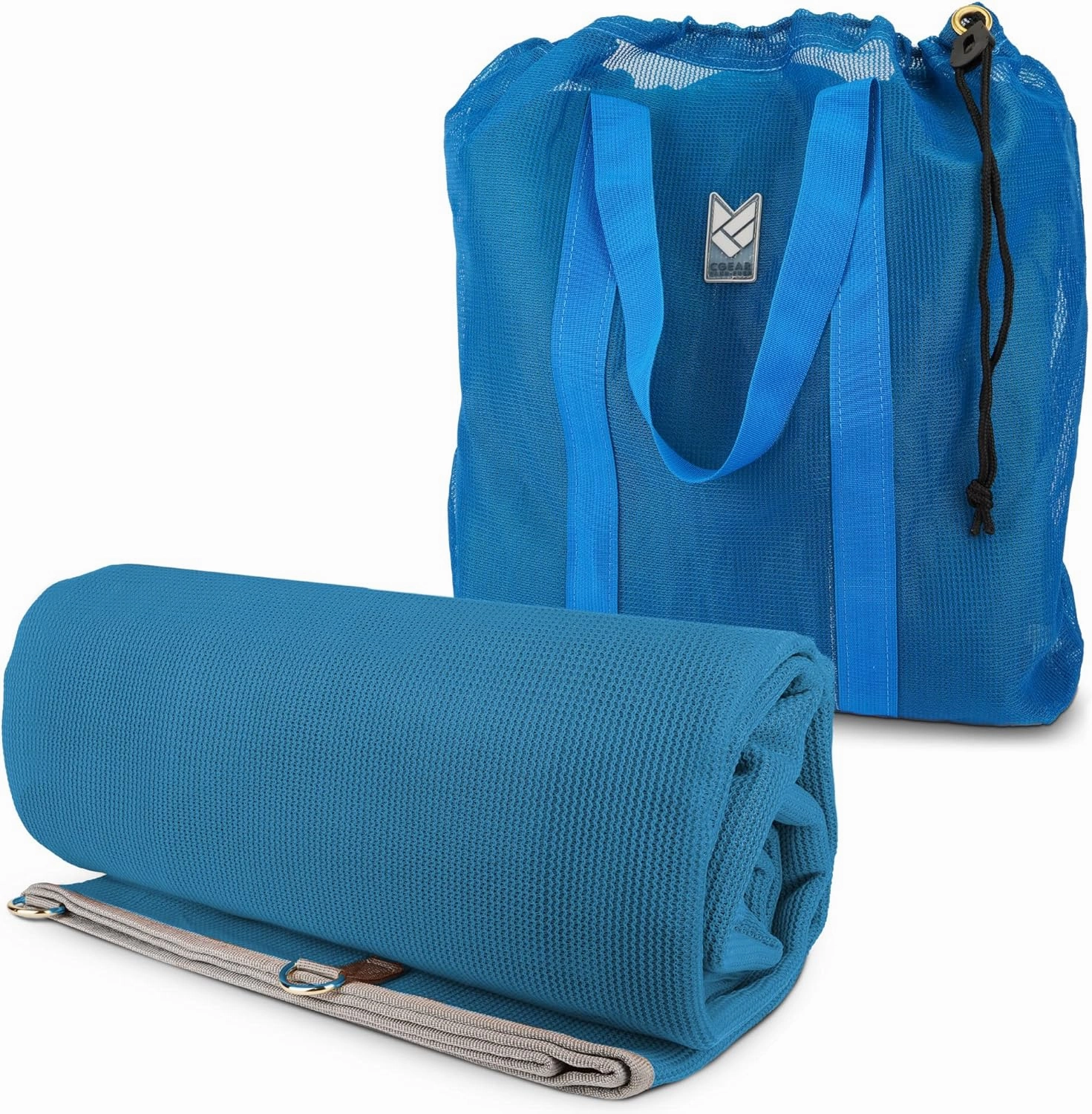 CGEAR RV Camping Mat, Sand Free Outdoor Reversible Rug for Campsite, Backyard, Patio, Deck, and Beach (Blue/Green, 8' x 20')