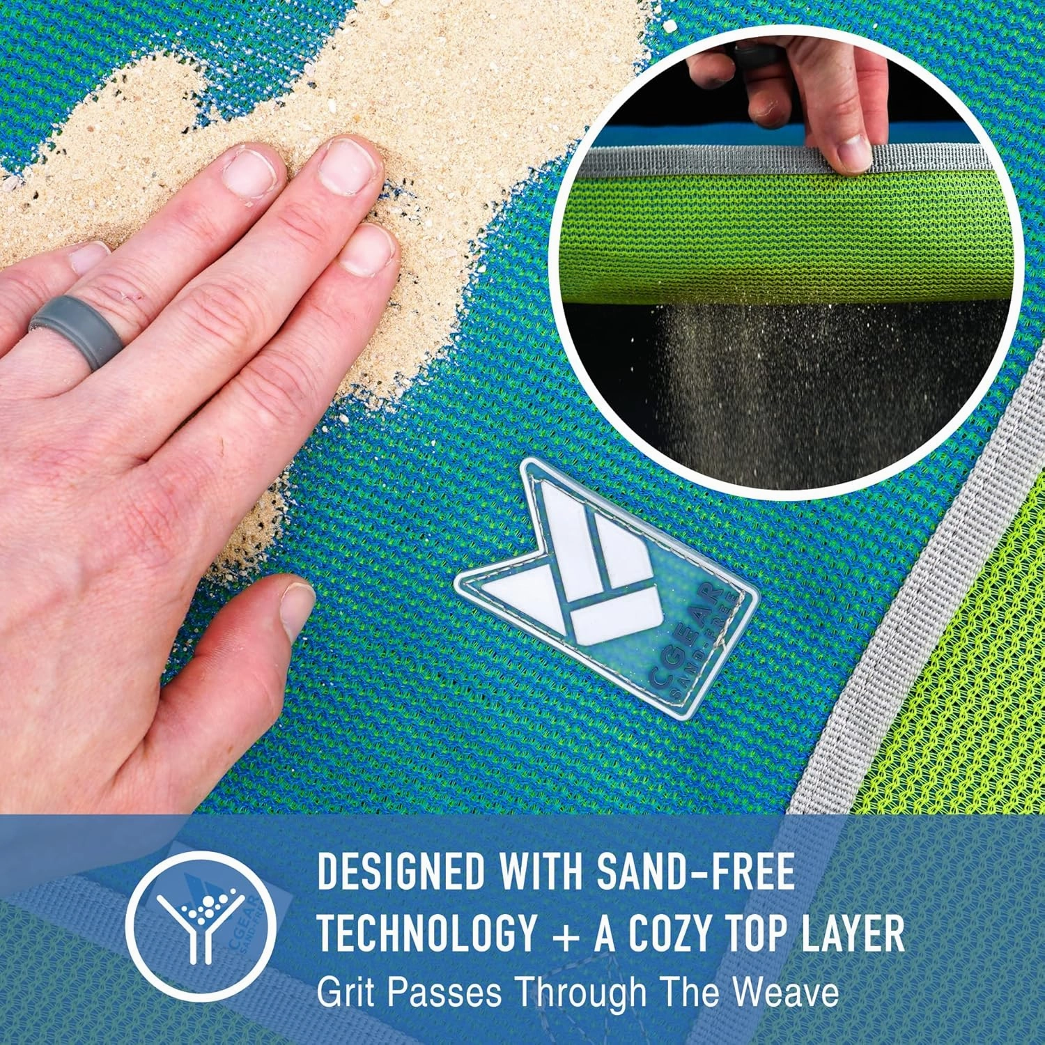 CGEAR RV Camping Mat, Sand Free Outdoor Reversible Rug for Campsite, Backyard, Patio, Deck, and Beach (Blue/Green, 8' x 20')