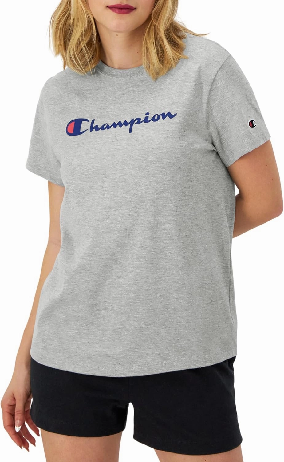 Champion Women's T-shirt, Classic Short Sleeve T-shirt, Lightweight Tee for Women, Script Logo (Plus Size Available)