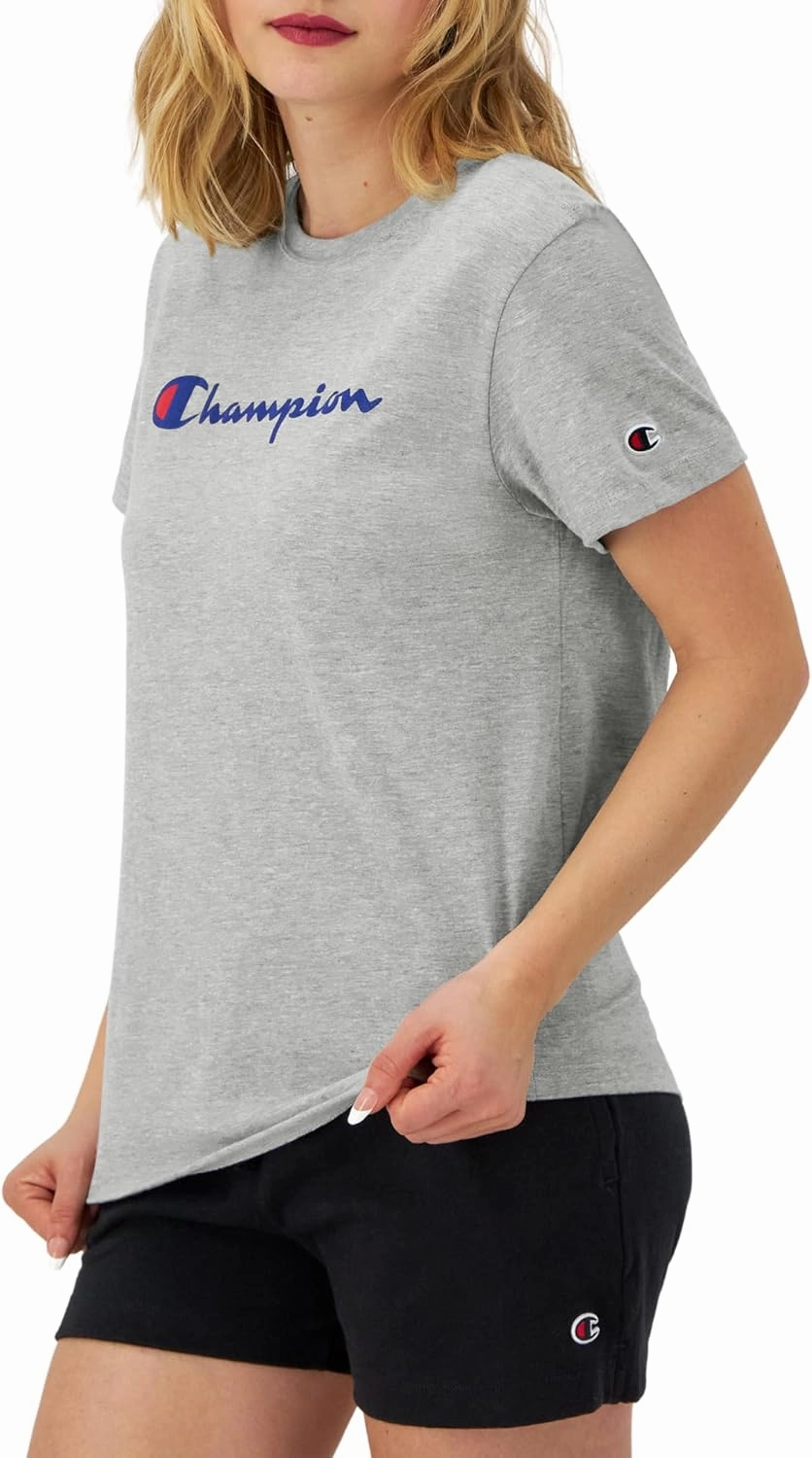 Champion Women's T-shirt, Classic Short Sleeve T-shirt, Lightweight Tee for Women, Script Logo (Plus Size Available)