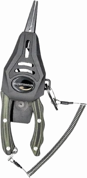 Charlie's Worms Stainless Steel Fishing Pliers - Hook Remover with Safety Lock, Split Ring Tool, Line Cutter, Saltwater & Freshwater Accessories, Gifts for Men, Teens, Crappie & Catfish Gear