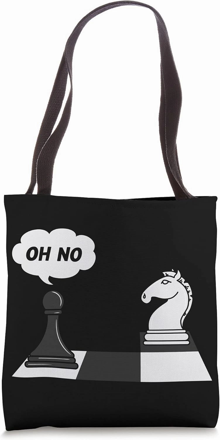 Chess Funny Move Knight To Pawn Funny Chess Player Tote Bag