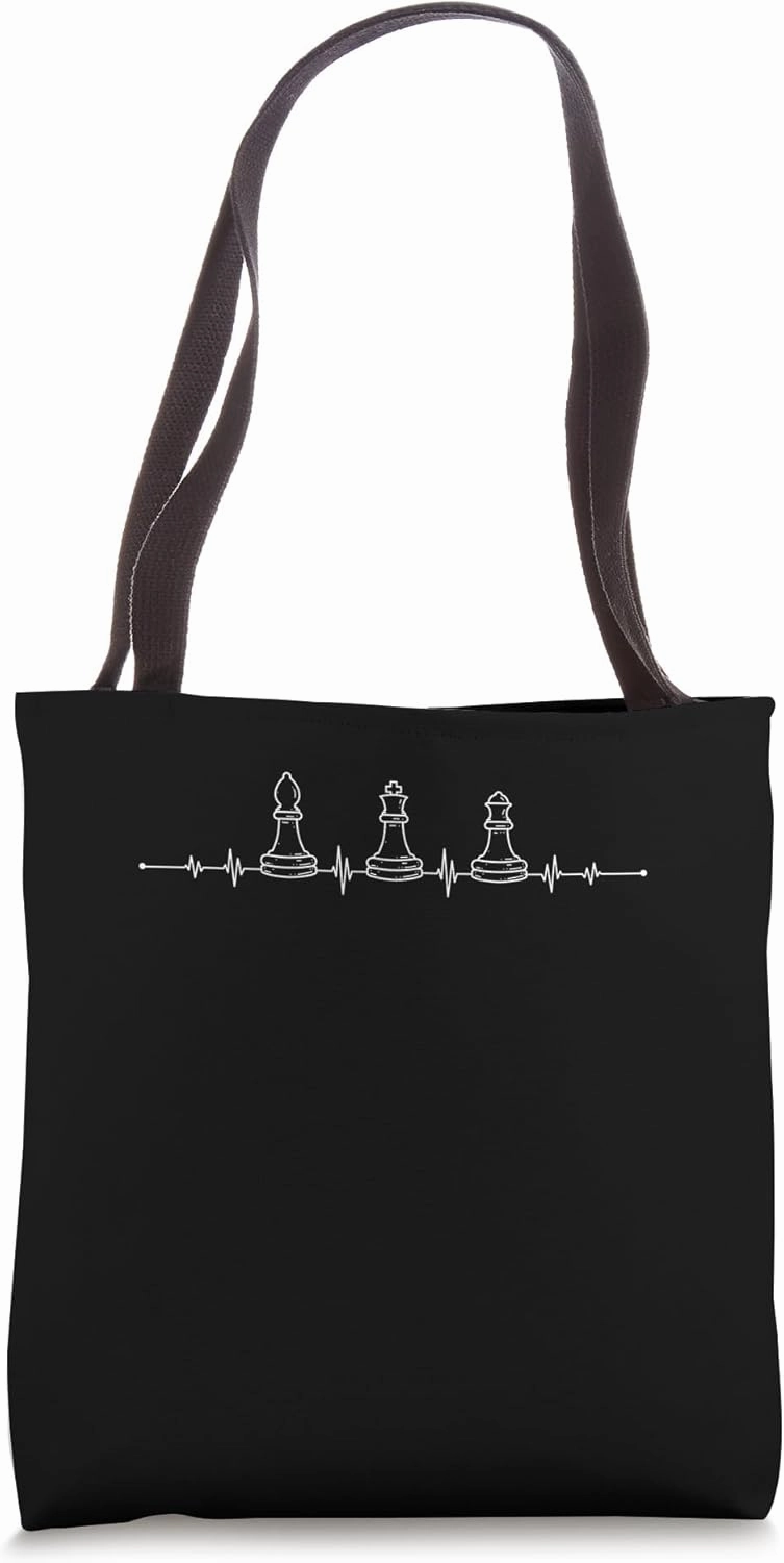 Chess Heartbeat Funny Strategy Board Game Lover Sports Pulse Tote Bag