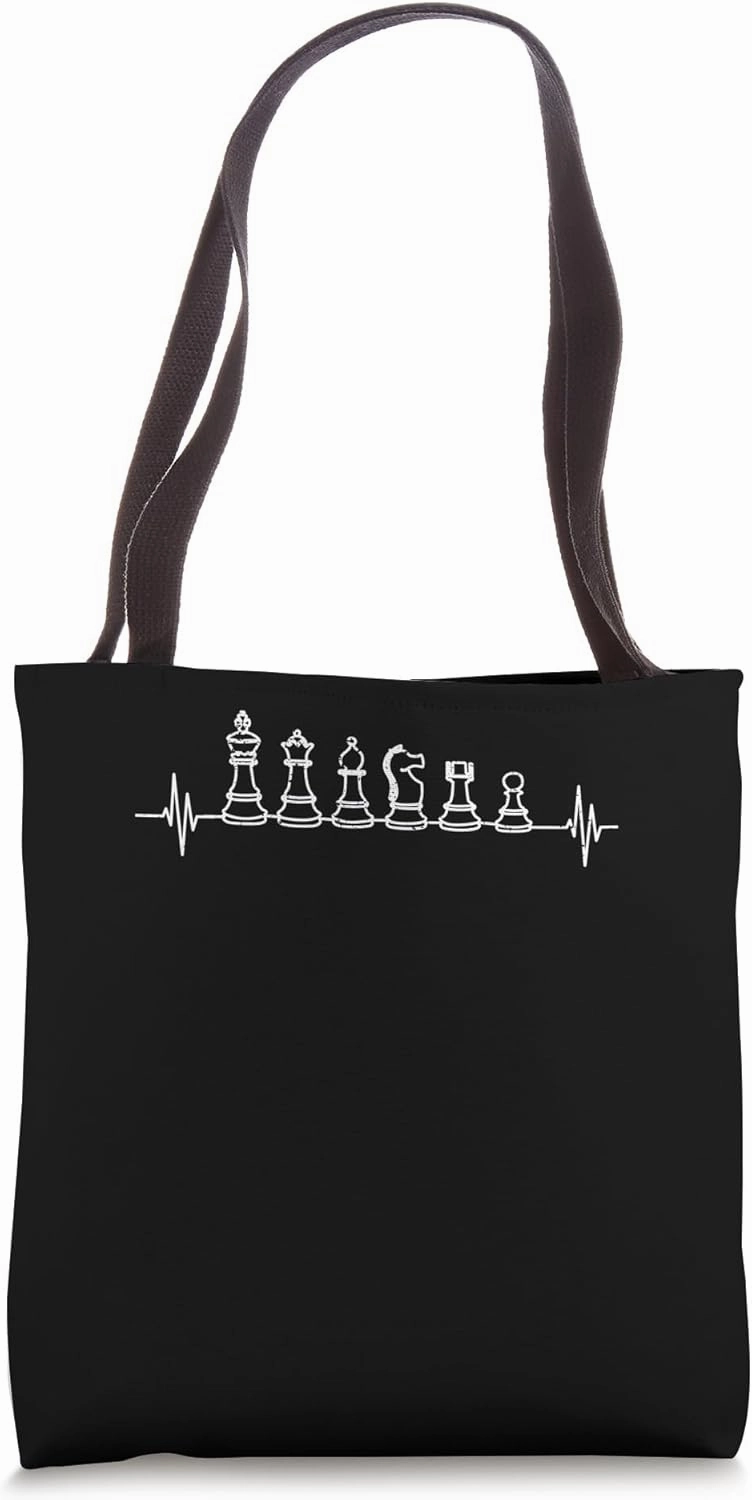 Chess Heartbeat Funny Strategy Board Game Lover Sports Pulse Tote Bag