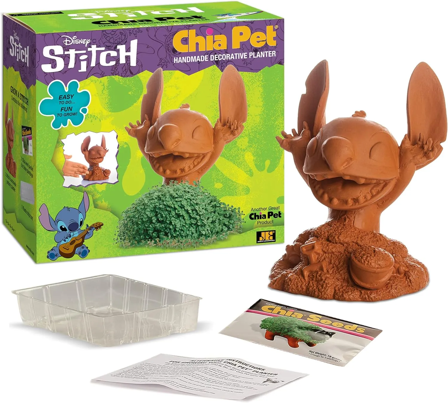 Chia Pet Stitch with Seed Pack, Decorative Pottery Planter, Easy to Do and Fun to Grow, Novelty Gift, Perfect for Any Occasion, Terra Cotta One Size