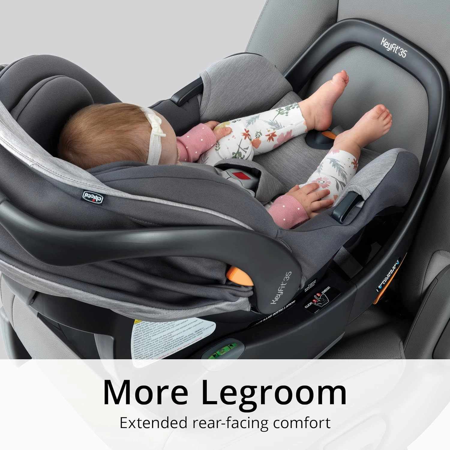 Chicco KeyFit 35 Infant Car Seat and Base - For 4-35 lb Infants, Includes Support, Compatible with Strollers - Cove/Grey