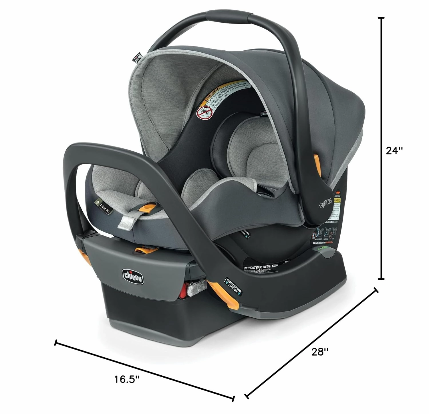 Chicco KeyFit 35 Infant Car Seat and Base - For 4-35 lb Infants, Includes Support, Compatible with Strollers - Cove/Grey