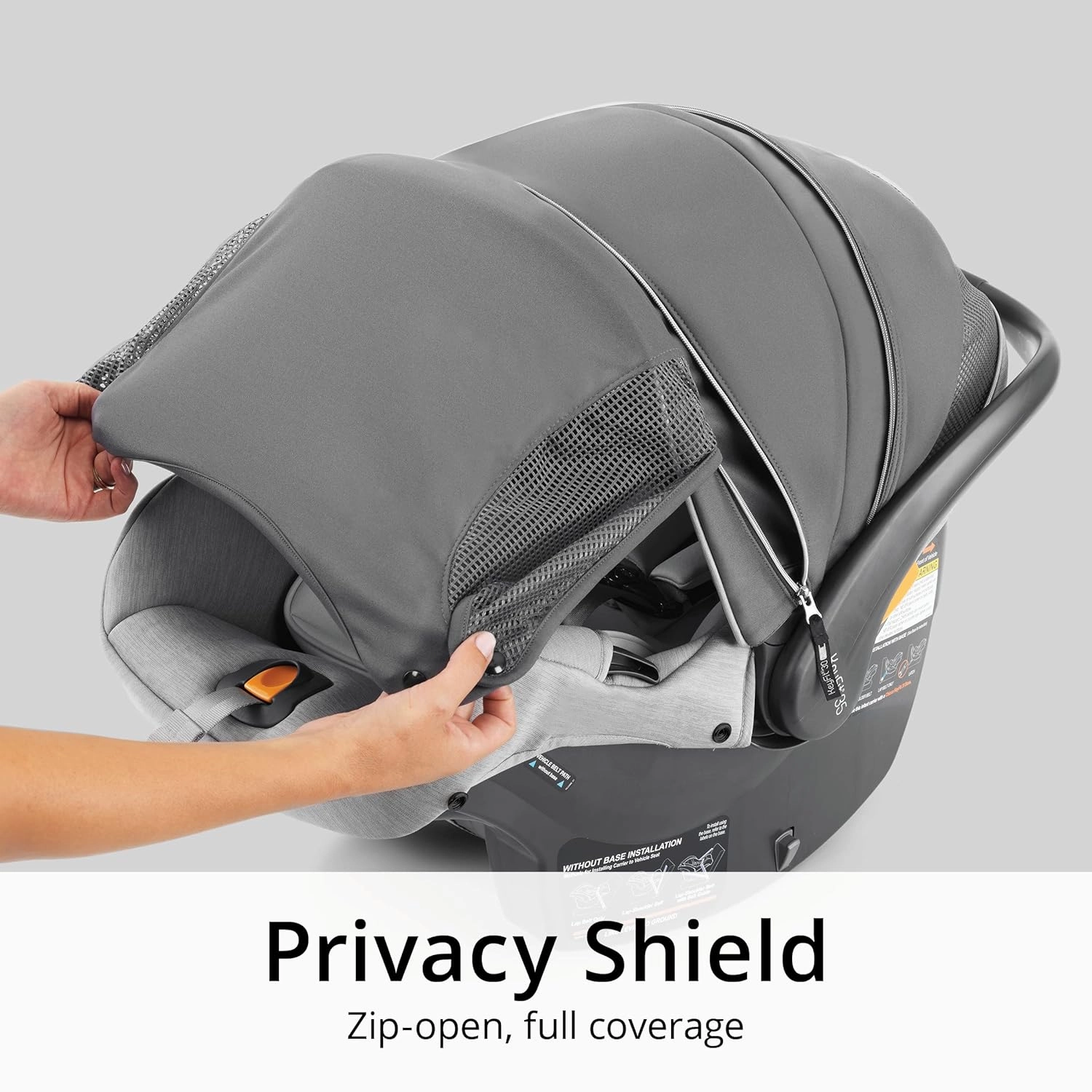 Chicco KeyFit 35 Zip ClearTex Infant Car Seat and Base, Rear-Facing Seat for Infants 4-35 lbs., Zip-Open Privacy Shield, Compatible with Chicco Strollers | Obsidian/Black