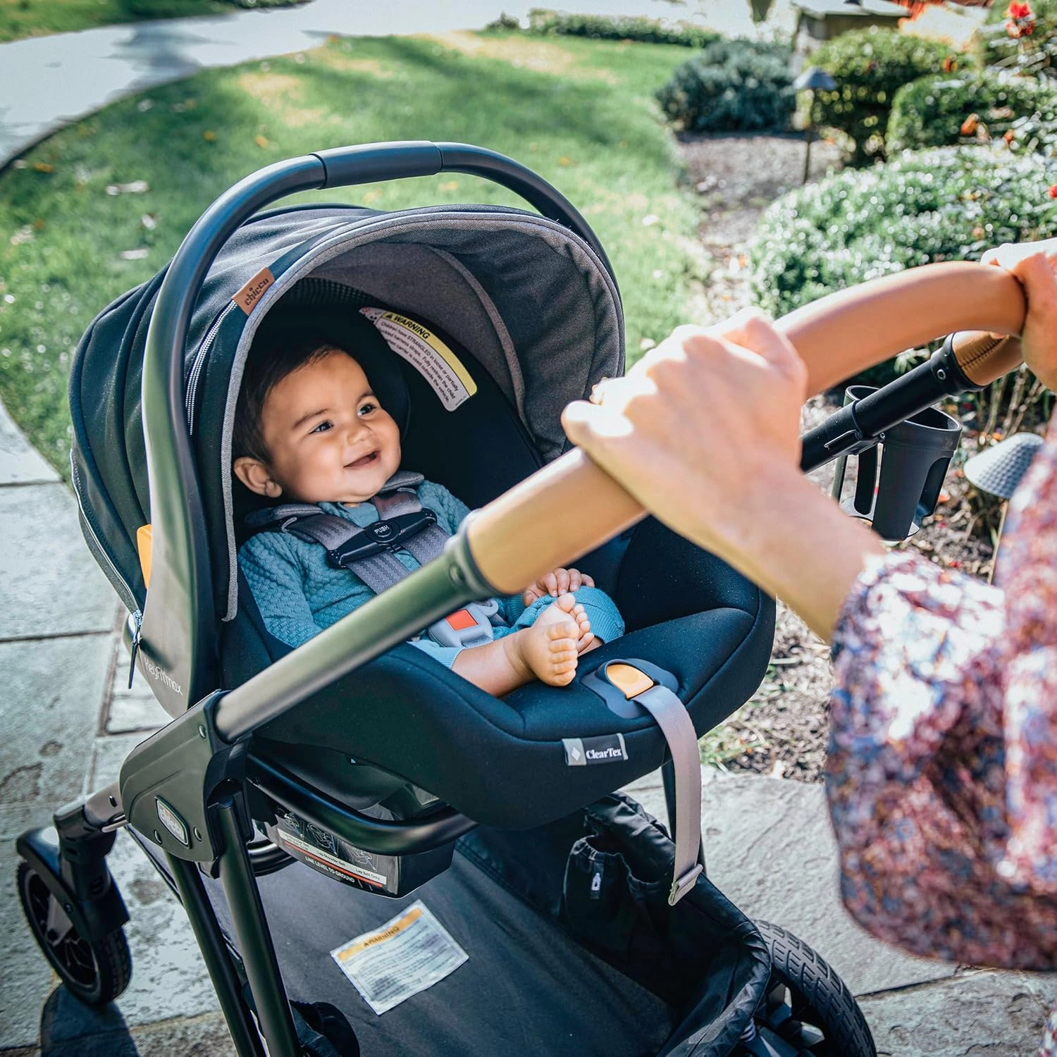 Chicco KeyFit® Max ClearTex® Infant Car Seat and Base, Rear-Facing Seat for Infants 4-30 lbs., Infant Head and Body Support, Compatible with Chicco Strollers, Baby Travel Gear | Legend/Black