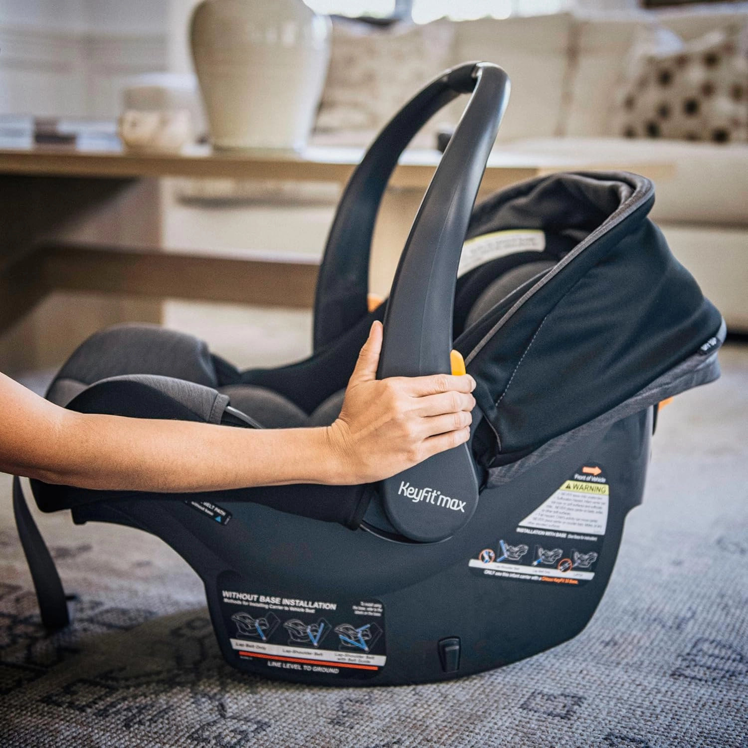 Chicco KeyFit® Max ClearTex® Infant Car Seat and Base, Rear-Facing Seat for Infants 4-30 lbs., Infant Head and Body Support, Compatible with Chicco Strollers, Baby Travel Gear | Legend/Black
