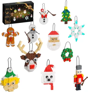 Christmas Ornaments Building Kit, Christmas Tree, Wreath, Santa, Snowman, Gingerbread, Reindeer, Nutcrackers, Snowflake 11-in-1. Stocking Stuffers Decor Toys Gifts for Boys Girls Kids.