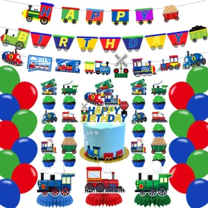 Chuagaa Chugga Two Party Decorations Cartoon Party Choo Choo Train Happy Birthday Banner Centerpieces Train Party Supplies Transportation Decorations