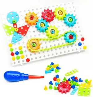 ChuburD 177pcs Kid's Building Toys, Interlocking Gear Set Building Blocks, Kids Play Toolbox, Drive Belt Gears, for Classroom Learning, Kids' Party, for 3 and Up