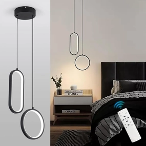 CHYING Modern Pendant Light Kitchen Island LED Pendant Lighting Dimmable Black Chandelier Circle Hanging Light for Bedroom Dining Room Living Room Kitchen Sink 3000K-6000K