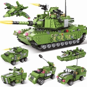 City Military Tank Army Building Blocks Set, 6 in 1 Armored Vehicle with Plane & Boat, T90 Military Tank Toys for Boys Ages 6 , Best Gift for Kids and Adults(952 Pieces)