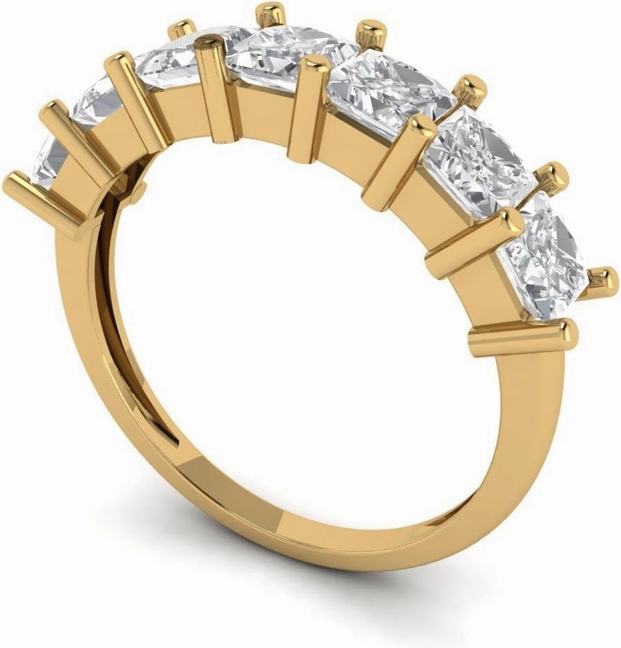 Clara Pucci 2.03 ct Brilliant Princess Cut Synthetic Yellow Moissanite 14k Yellow Gold Bridal Engagement Wedding Eternity Band SZ 6.75