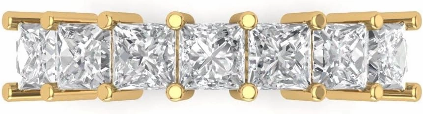 Clara Pucci 2.03 ct Brilliant Princess Cut Synthetic Yellow Moissanite 14k Yellow Gold Bridal Engagement Wedding Eternity Band SZ 6.75