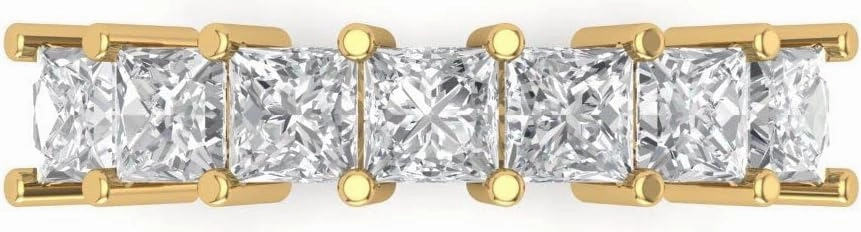 Clara Pucci 2.03 ct Brilliant Princess Cut Synthetic Yellow Moissanite 14k Yellow Gold Bridal Engagement Wedding Eternity Band SZ 6.75