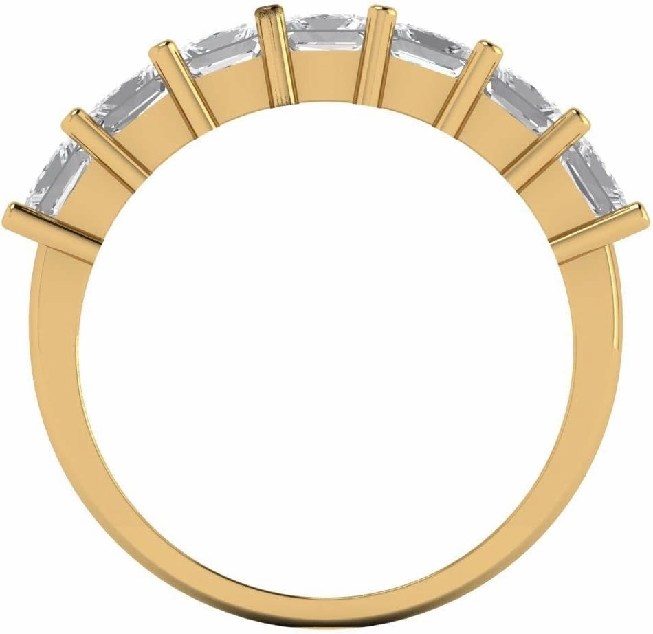 Clara Pucci 2.03 ct Brilliant Princess Cut Synthetic Yellow Moissanite 14k Yellow Gold Bridal Engagement Wedding Eternity Band SZ 6.75