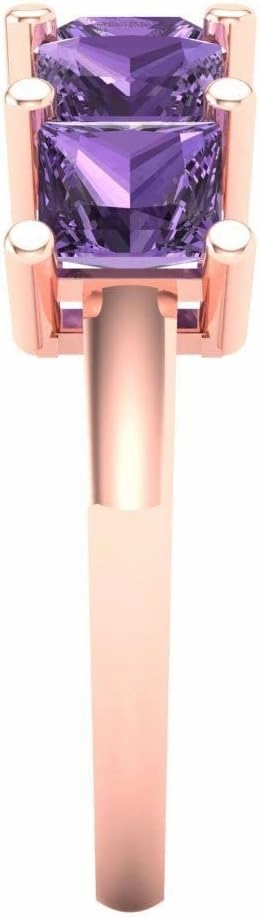 Clara Pucci 2.5 ct Brilliant Princess Cut Simulated Alexandrite 14k Rose Gold Bridal Engagement Wedding Desginer Eternity Band SZ 6.75