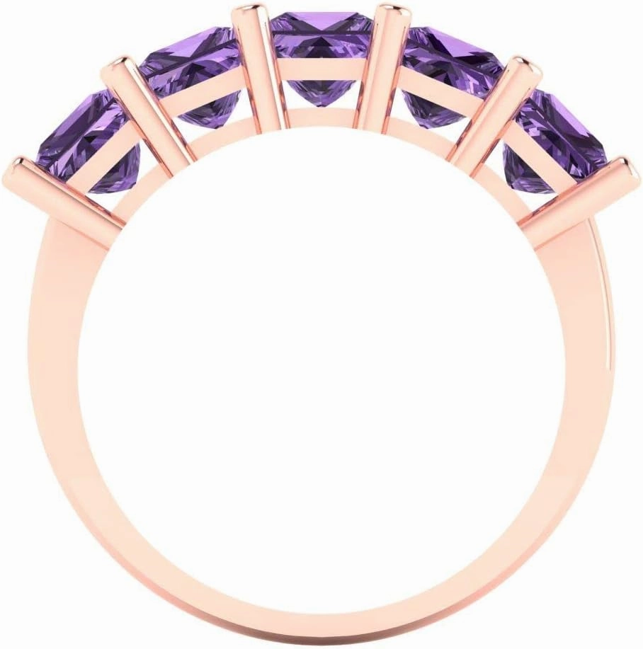 Clara Pucci 2.5 ct Brilliant Princess Cut Simulated Alexandrite 14k Rose Gold Bridal Engagement Wedding Desginer Eternity Band SZ 6.75