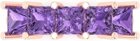 Clara Pucci 2.5 ct Brilliant Princess Cut Simulated Alexandrite 14k Rose Gold Bridal Engagement Wedding Desginer Eternity Band SZ 6.75