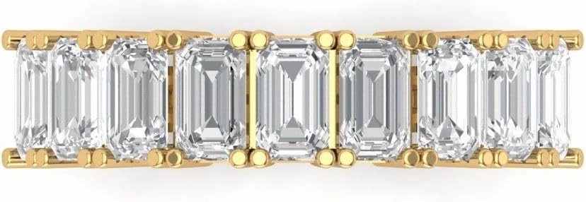 Clara Pucci 2.61 ct Brilliant Emerald Cut Synthetic White Sapphire 18K Yellow Gold Engagement Wedding Eternity Band SZ 6.75