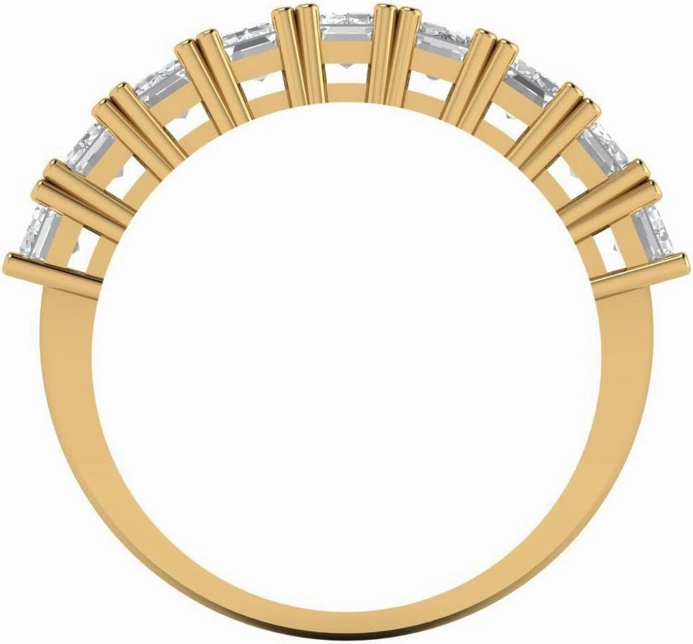 Clara Pucci 2.61 ct Brilliant Emerald Cut Synthetic White Sapphire 18K Yellow Gold Engagement Wedding Eternity Band SZ 6.75