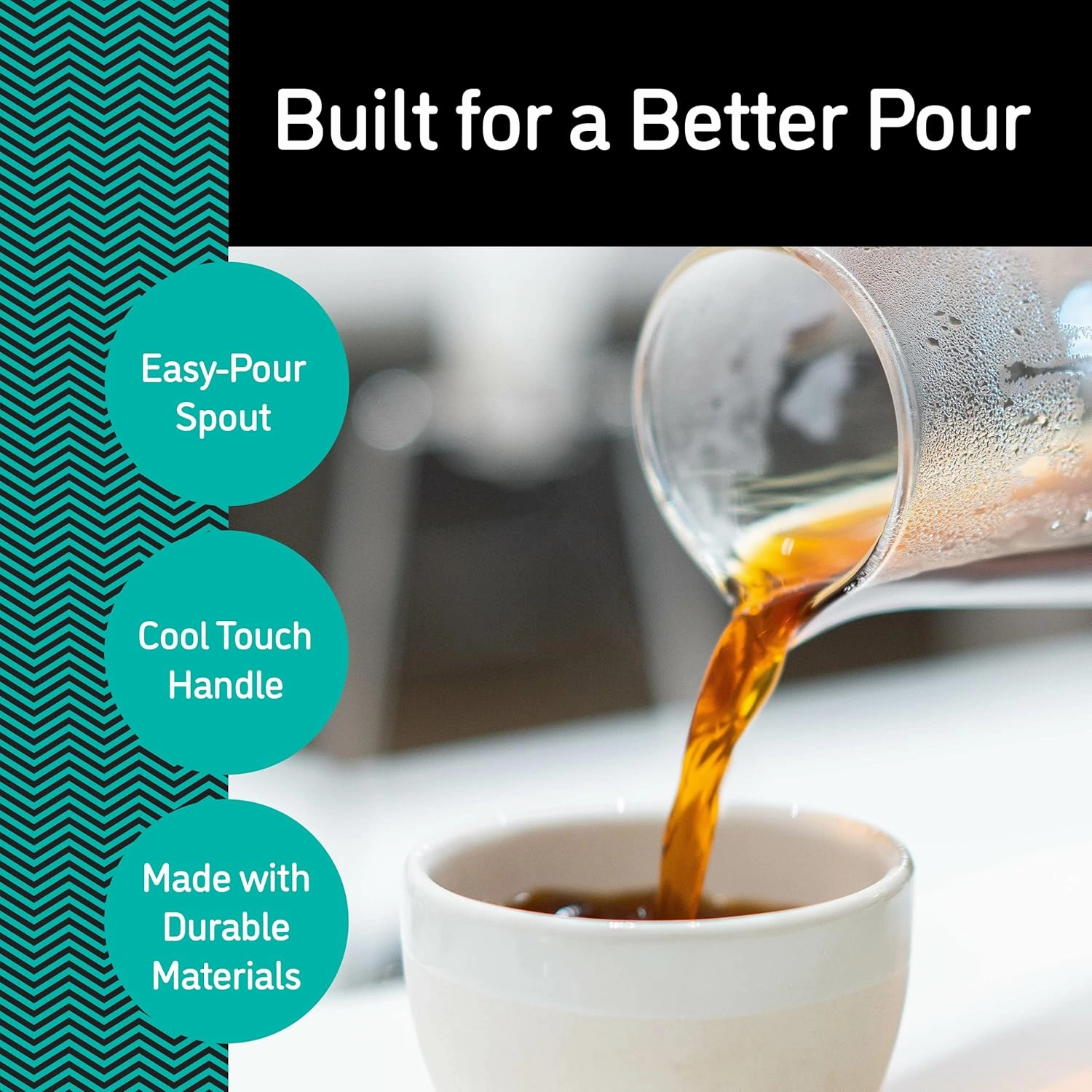 Coffee Gator Pour Over Coffee Maker - 27oz High Heat Borosilicate Glass with Reusable Stainless Steel Filter, Drip Coffee Brewer Dripper Set Carafe, 800ml Clear