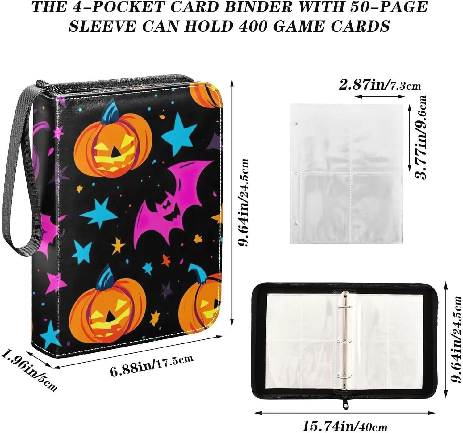 Colorful Featuring Pumpkins Card Binders Trading Card Binder with Sleeves Baseball Card Binder