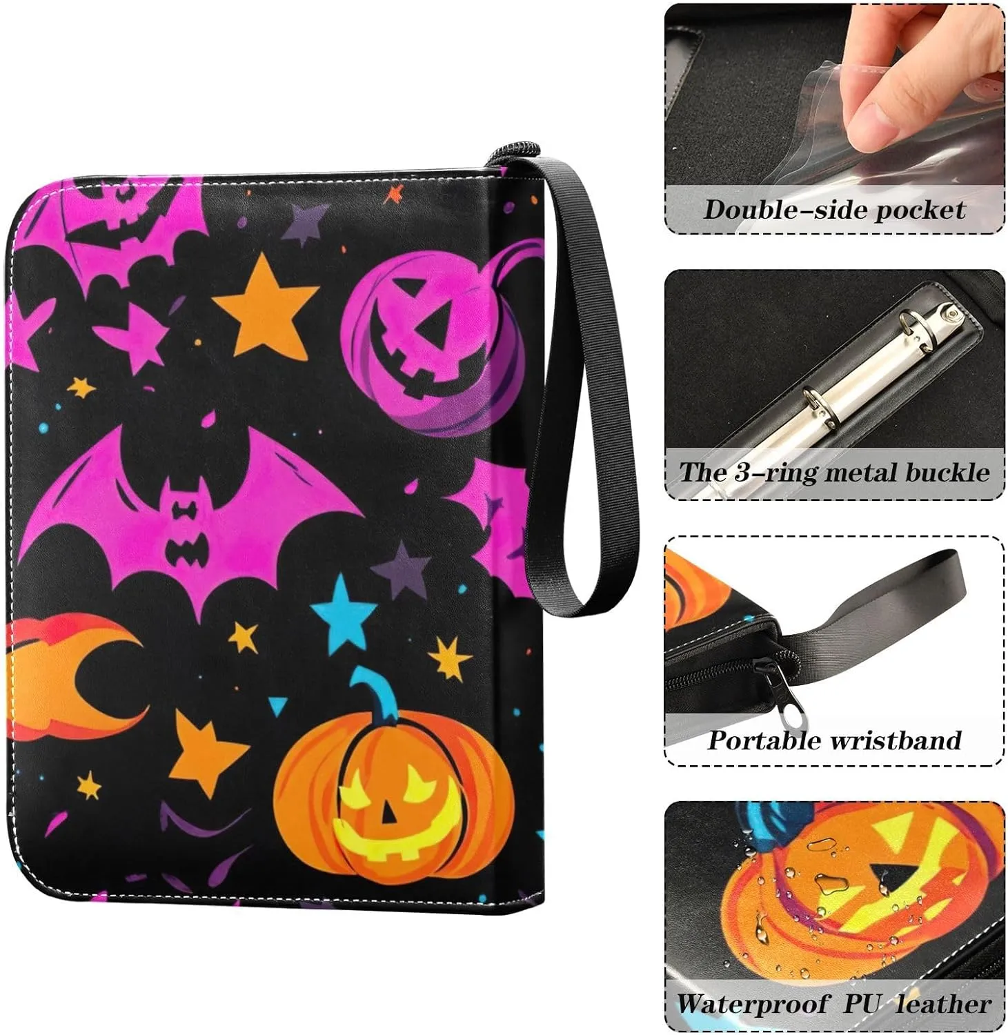 Colorful Featuring Pumpkins Card Binders Trading Card Binder with Sleeves Baseball Card Binder