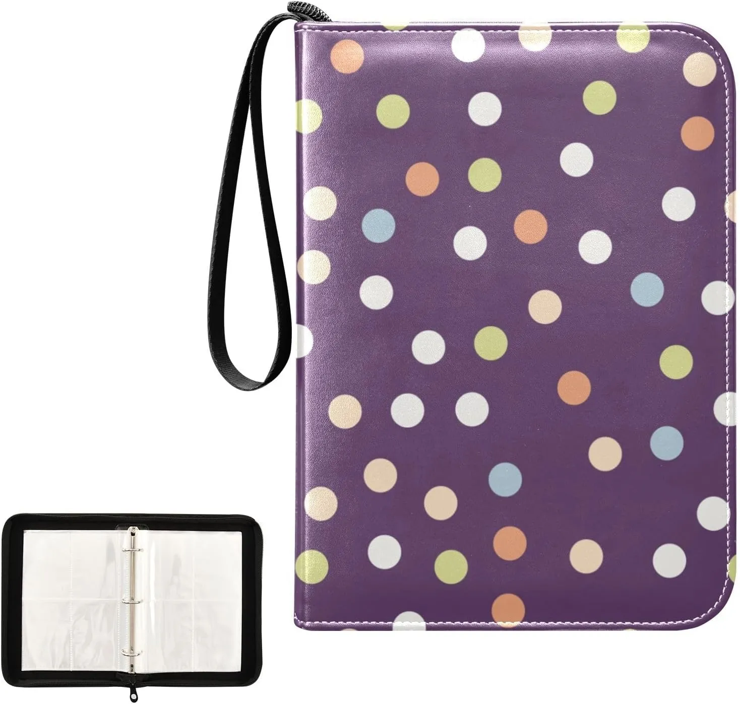 Colorful Polka Dots Card Binder Fits 400 Cards with 50 Removable Sleeves Trading Card Albums Sports Card Binder