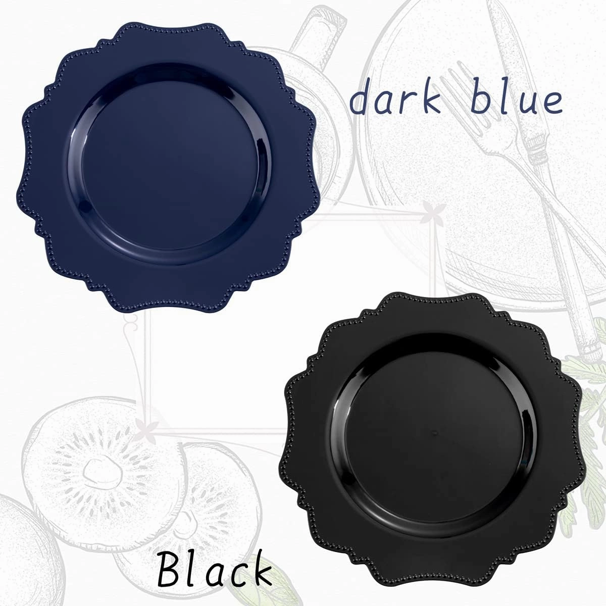 COLOSUS Navy Blue Disposable Plastic Party Plates Set Include 60pcs (30 guest) Dinner plate and Dessert Plate Heavy weight Party Dinnerware Plates