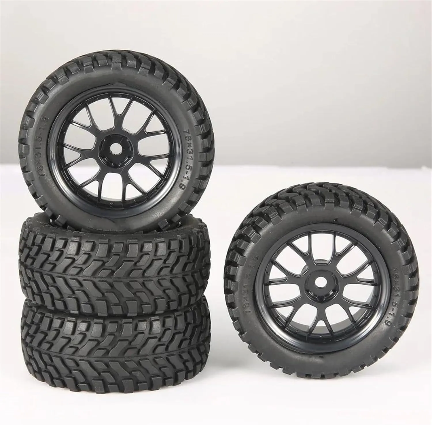 Compatible with Wltoys 144001 Scx10 for Tamiya 1.9 Inch 75mm Off Road Buggy Tires Wheel 12mm Hex Hubs Rubber for 1/14 1/16 1/10 RC Car RC Wheel Tires(B)