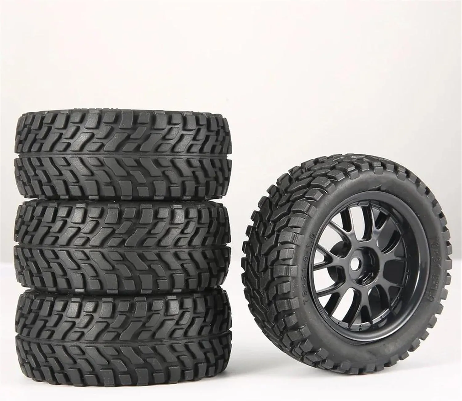 Compatible with Wltoys 144001 Scx10 for Tamiya 1.9 Inch 75mm Off Road Buggy Tires Wheel 12mm Hex Hubs Rubber for 1/14 1/16 1/10 RC Car RC Wheel Tires(B)