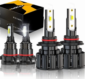 Compatible for 2014 2015 GMC Sierra 1500 Bulbs, 9012 High Beam or Low Beam, 5202 Fog Lights, 4-Pack Combo Kit, Plug n Play, Powersports Bulbs, 6000K Light