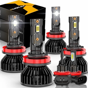 Compatible for Freightliner Cascadia High Low Beam Fog Lights 2008 2009 2010 2011 2012 2013 2014 2015 2016 2017, 6000K Light Bulbs Combo Kit, Plug n Play, Powersports Bulbs, 6-Pack