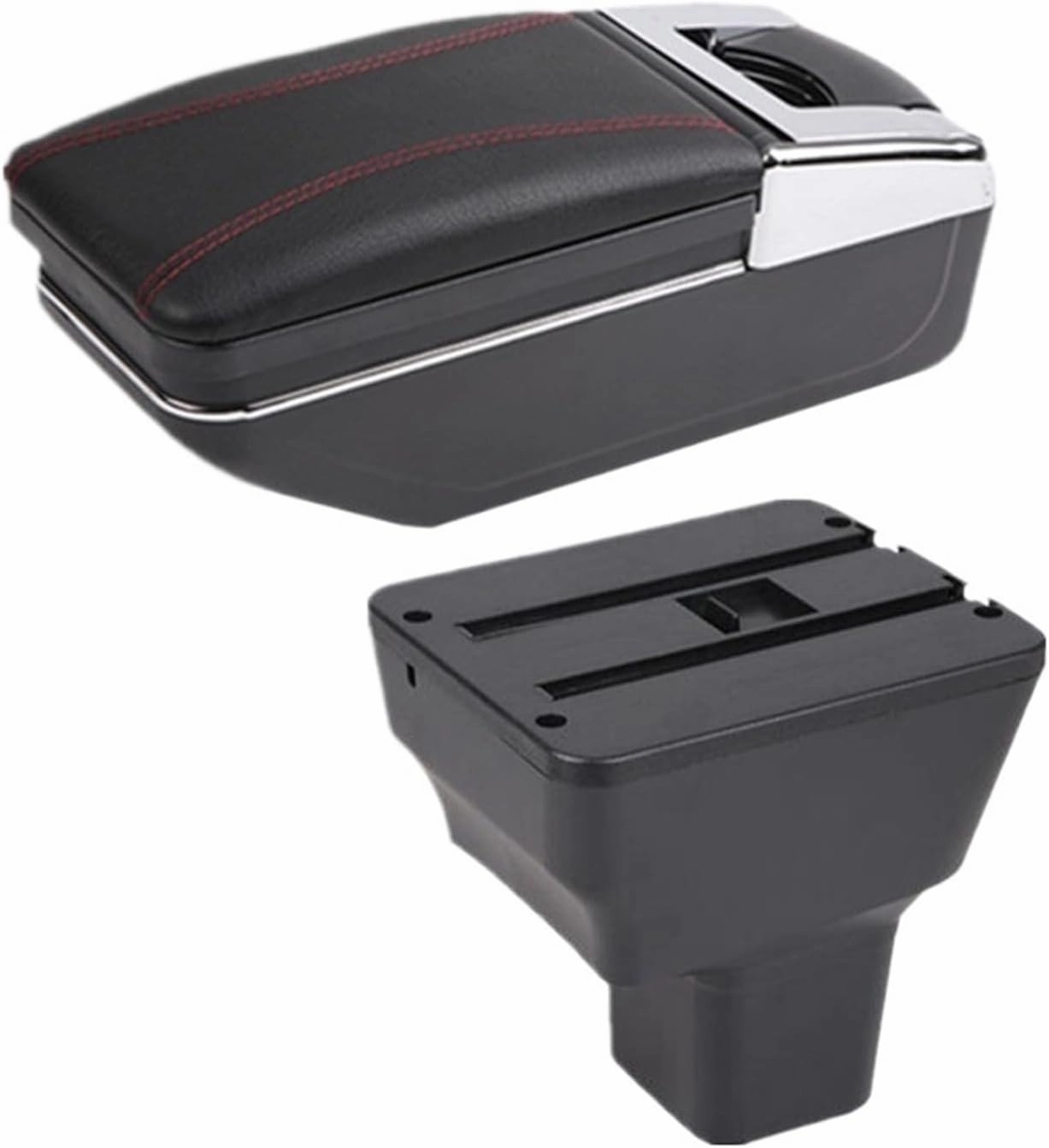 Compatible with Nissan Kicks Armrest Box Compatible with Nissan Kicks Car Armrest Box 2016-2024 Interior Dedicated Retrofit Storage Box Car Accessories(A red line NO USB)