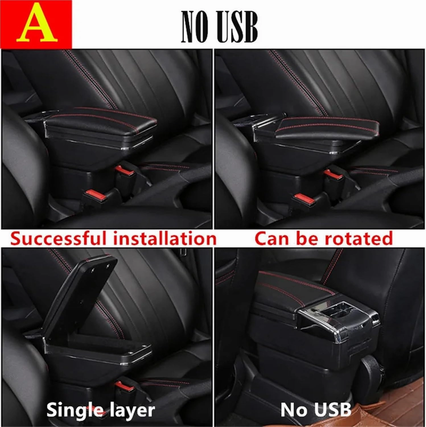 Compatible with Nissan Kicks Armrest Box Compatible with Nissan Kicks Car Armrest Box 2016-2024 Interior Dedicated Retrofit Storage Box Car Accessories(A red line NO USB)