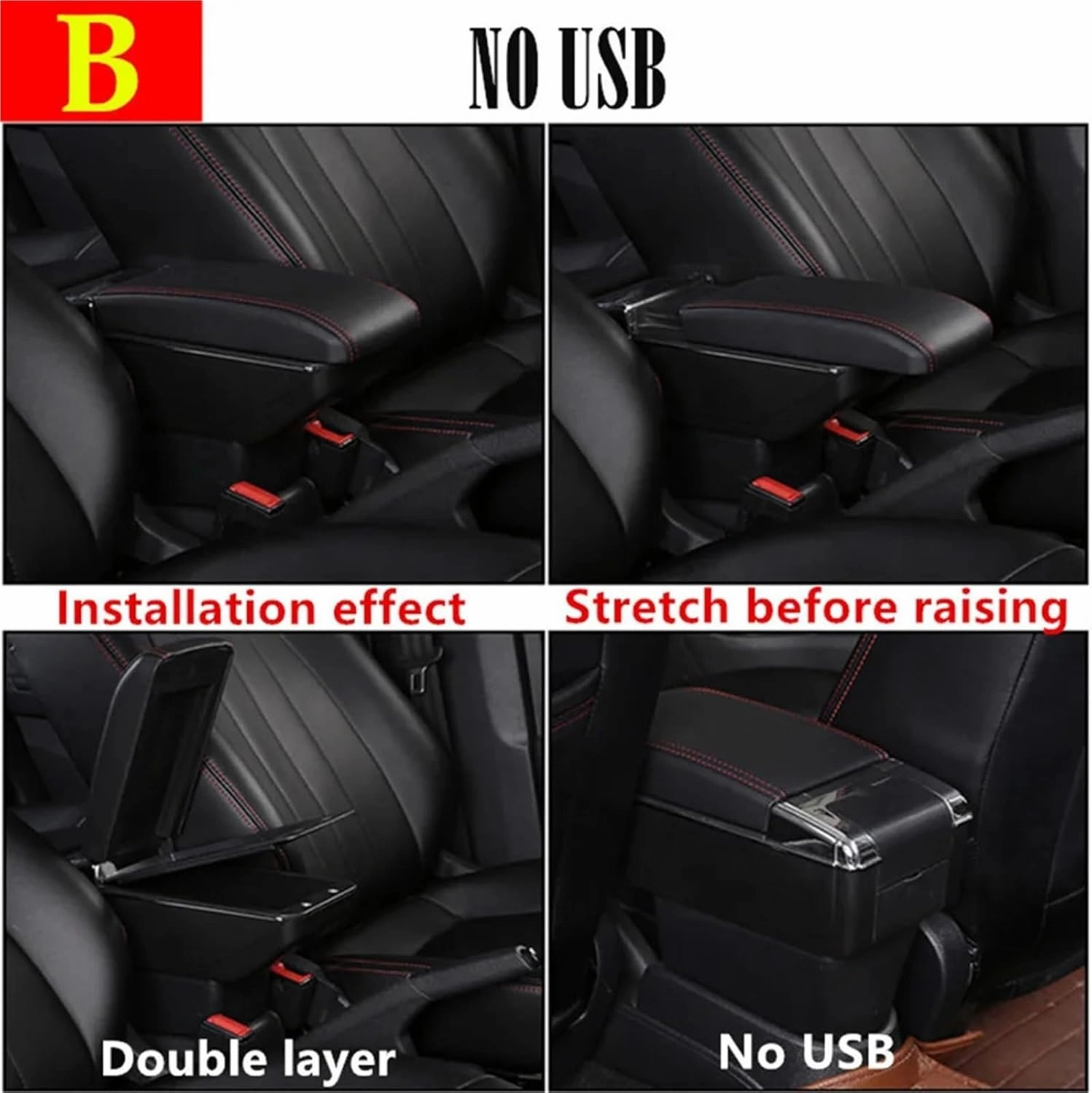 Compatible with Nissan Kicks Armrest Box Compatible with Nissan Kicks Car Armrest Box 2016-2024 Interior Dedicated Retrofit Storage Box Car Accessories(A red line NO USB)