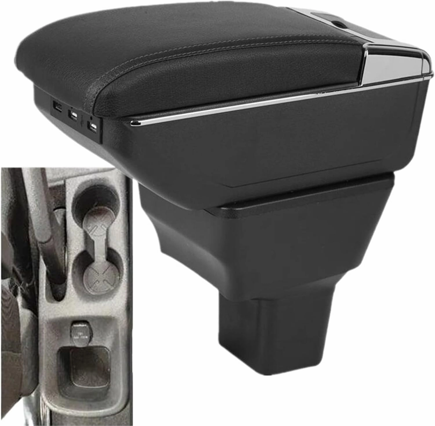 Compatible with Nissan Kicks Armrest Box Compatible with Nissan Kicks Car Armrest Box 2016-2024 Interior Dedicated Retrofit Storage Box Car Accessories(A red line NO USB)
